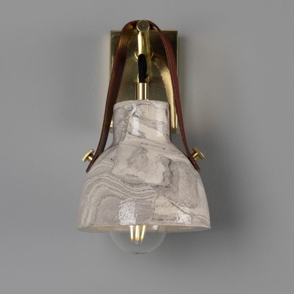 Nagi Marbled Ceramic Wall Light with Rescued Fire-Hose Strap